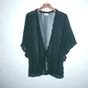 Popsi Lingerie S Sheer Black Ruffle Trim Wrap